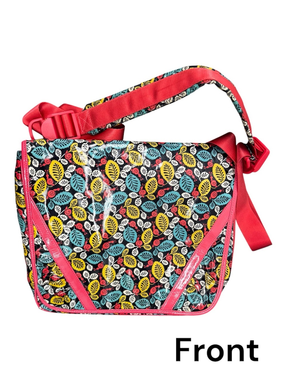 Frill by Vera Bradley Multicolor Leaf-Print Crossbody with Pink Trim